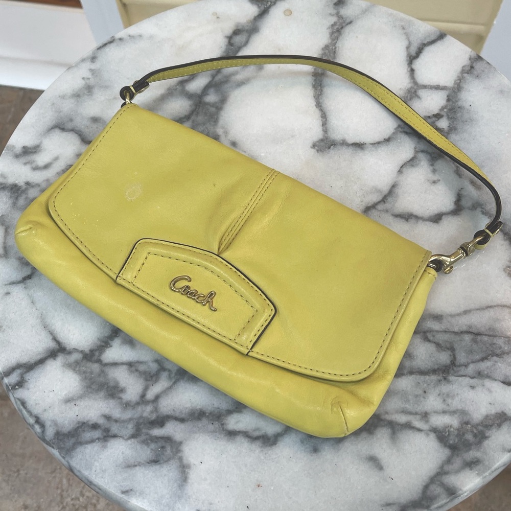 Small Coach Leather Purse, Lime green